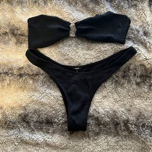 white fox swim bandeau bikini and bottoms